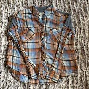 Free People Plaid Button Up Shirt XS